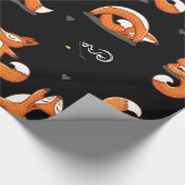 niedliche Yogafüchse, schwarz Geschenkpapier (Ecke)