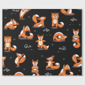 niedliche Yogafüchse, schwarz Geschenkpapier (Flach)