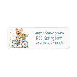 Niedliche Yorkie Dog Biking Spring Blumen