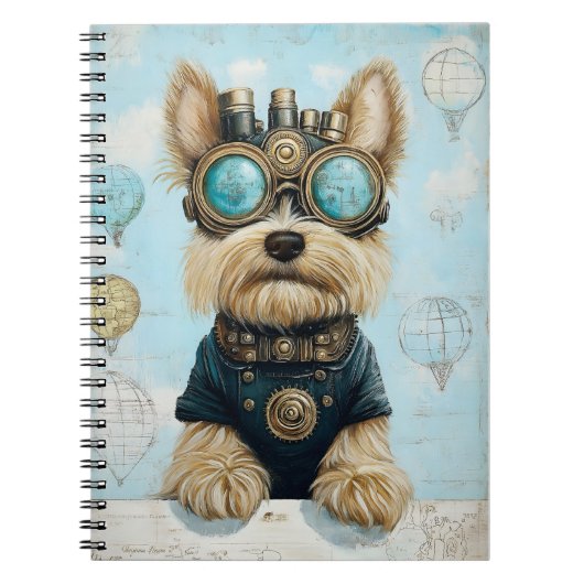 Niedliche Yorkie Dog, Hot Air Balloons K4 Novelty Notizblock (Vorderseite)