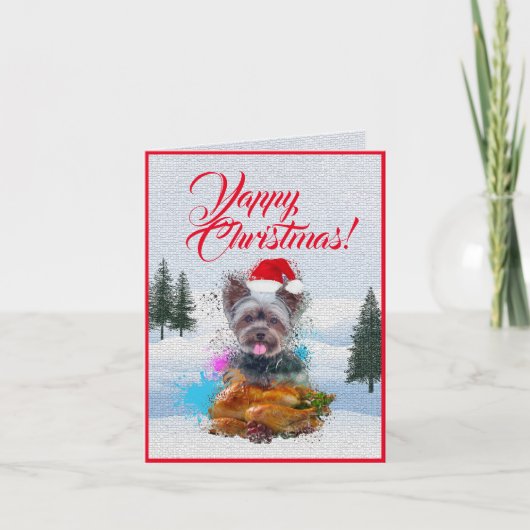 Niedliche Yorkie Dog Yappy Weihnachtskarte Karte (Vorderseite)