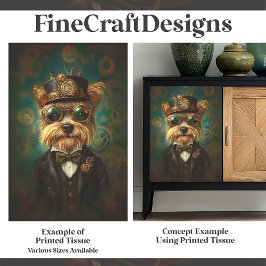 Niedliche Yorkie in Goggles und Hat Green F7 Decou Seidenpapier