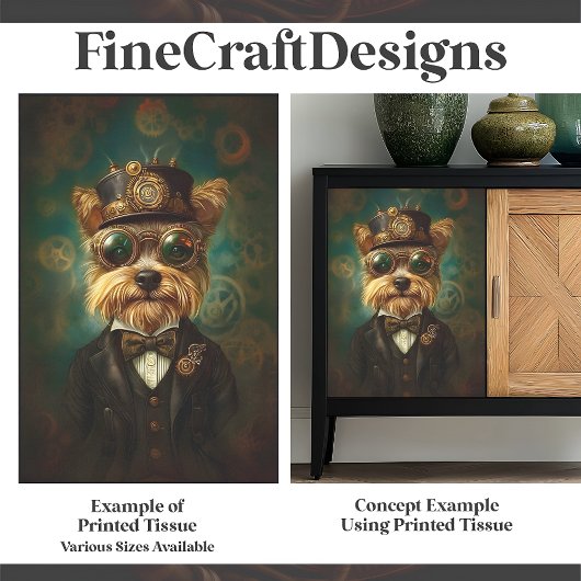 Niedliche Yorkie in Goggles und Hat Green F7 Decou Seidenpapier