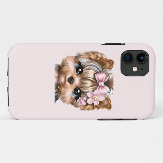 Niedliche Yorkie mit rosa Bow Case-Mate iPhone Hülle (Rückseite (Horizontal))