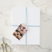 Niedliche Yorkie mit rosa Bow Geschenkanhänger (Mit Garn)