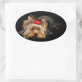 Niedliche Yorkie Ovaler Aufkleber (Tasche)