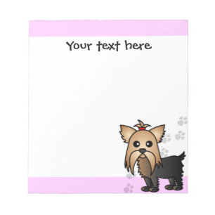 Niedliche Yorkshire-Terrier-Cartoon-Tatze druckt Notizblock