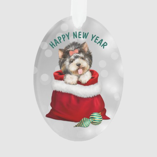 Niedliche Yorkshire Terrier Dog - Überraschungsges Ornament (Rückseite)