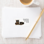 Niedliche Yorkshire Terrier Welpen Adressaufkleber (Insitu)