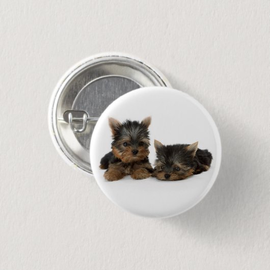 Niedliche Yorkshire Terrier Welpen Button (Vorne & Hinten)