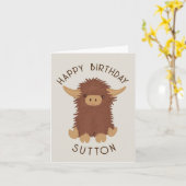 Niedliche, zackige Highland-Kuh-Sitte Karte (Gelbe Blume)