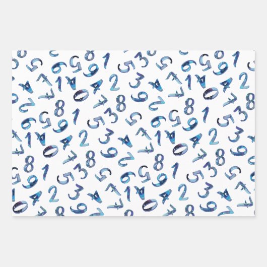 Niedliche Zahlen Muster Navy Blue Green Mathematic Geschenkpapier Set (Vorderseite 2)