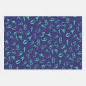Niedliche Zahlen Muster Navy Blue Green Mathematic Geschenkpapier Set (Vorderseite)