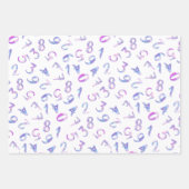 Niedliche Zahlen Muster Rosa Lila Weiße Mathematik Geschenkpapier Set (Vorderseite 3)