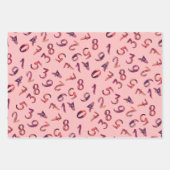 Niedliche Zahlen Muster Rosa Lila Weiße Mathematik Geschenkpapier Set (Vorderseite 2)