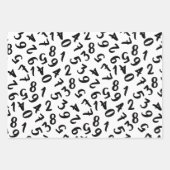 Niedliche Zahlen Schwarz-weiß Graue Mustermathemat Geschenkpapier Set (Vorderseite)