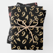 Niedliche Zahlen Schwarze Rose Gold Muster Mathema Geschenkpapier Set (Beispiel)