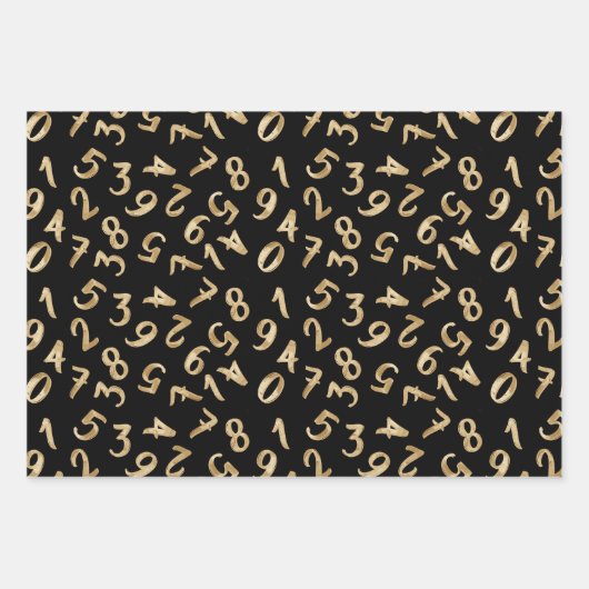 Niedliche Zahlen Schwarze Rose Gold Muster Mathema Geschenkpapier Set (Vorderseite)