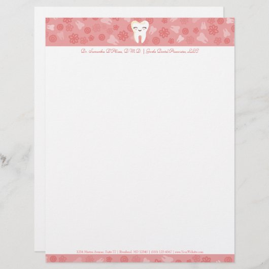 Niedliche Zahnstange - rosa Schreibkopf Briefbogen (Vorne/Hinten)