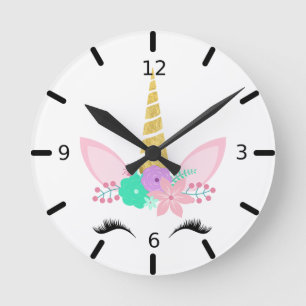 Niedliche Zauber-Einhorn-Uhr Runde Wanduhr