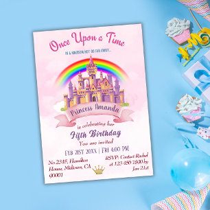 Niedliche Zauberburg Regenbogenprinzessin 5. Gebur Einladung