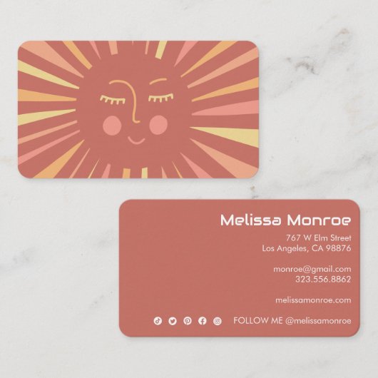 Niedliche, zauberhafte, farbenfrohe Sonne Visitenkarte (Vorne/Hinten)