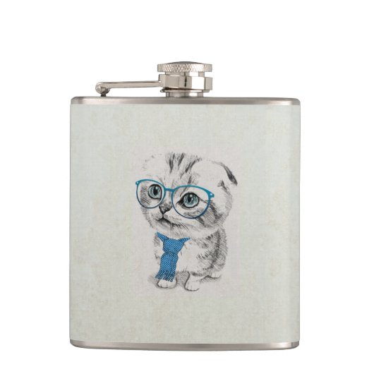 Niedliche, zauberhafte, lustige, trendige Kätzchen Flachmann (Vorderseite)