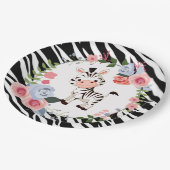 Niedliche Zebra Animal Print Baby Dusche Pappteller (Schrägansicht)
