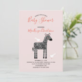 Niedliche Zebra Baby Dusche Einladung (Stehend Vorderseite)