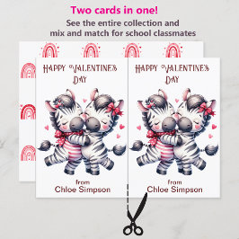 Niedliche Zebra Couple Kid's Valentine-Klassenzimm Postkarte
