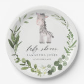 Niedliche Zebra Green Foliage Wreath Baby Dusche Pappteller (Vorderseite)