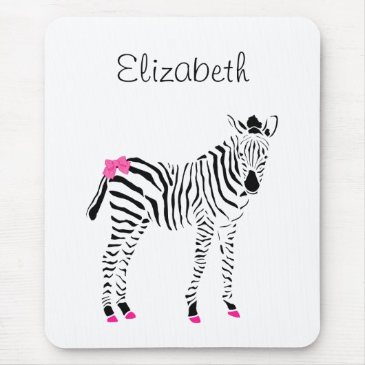 Niedliche Zebra in Pink und Schwarz Mousepad (Vorne)
