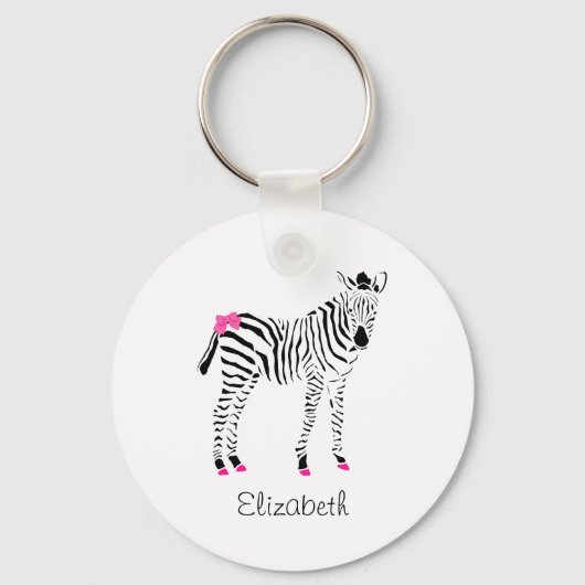 Niedliche Zebra in Pink und Schwarz Schlüsselanhänger (Vorderseite)