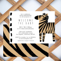 Niedliche Zebra Natural Baige Baby Dusche Einladun