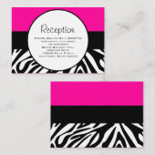 Niedliche Zebra Print Custom Hot Pink Empfang Info Begleitkarte (Vorne/Hinten)