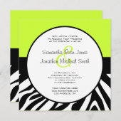 Niedliche Zebra Print Custom Lime Green Custom Wed Einladung (Vorne/Hinten)