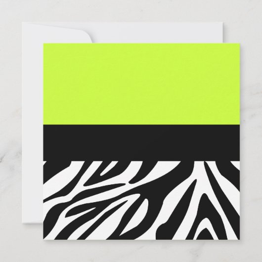 Niedliche Zebra Print Custom Lime Green Custom Wed Einladung (Rückseite)