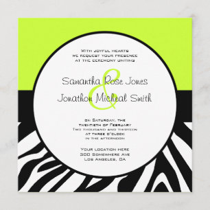 Niedliche Zebra Print Custom Lime Green Custom Wed Einladung