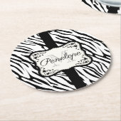 Niedliche Zebra Print Runder Pappuntersetzer (Angewinkelt)