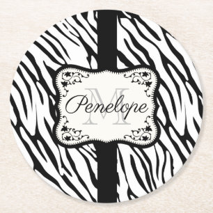 Niedliche Zebra Print Runder Pappuntersetzer