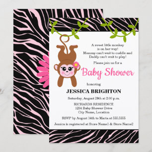 Niedliche Zebra Stripes Babydusche Einladung