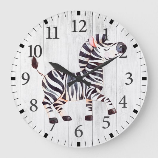 Niedliche Zebra-Wall-Uhr Große Wanduhr (Vorderseite)