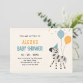 Niedliche Zebraballons Einladung (Stehend Vorderseite)