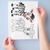Niedliche Zebrafarbseite für Cartoon Flyer (Hand)
