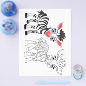 Niedliche Zebrafarbseite für Cartoon Flyer (Einzeln)