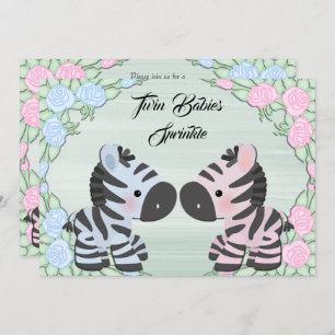 Niedliche Zebras & Blume Baby Sprinkle Einladung