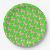 Niedliche Zebras Pink Lime Green Baby Dusche Pappteller (Vorderseite)