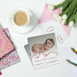 Niedliche Zeichenkette des Herzens Foto Geburtserk Karte