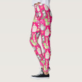 Niedliche Zeichenketten Muster B Pink BG Leggings (Links)