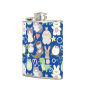 Niedliche Zeichenketten Muster D Blau BG Flachmann (Links)